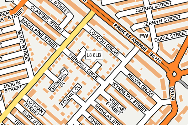 L8 8LB map - OS OpenMap – Local (Ordnance Survey)
