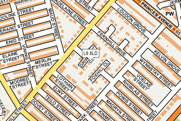 L8 8LD map - OS OpenMap – Local (Ordnance Survey)