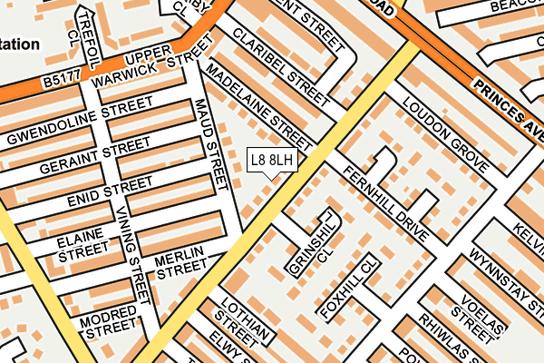L8 8LH map - OS OpenMap – Local (Ordnance Survey)