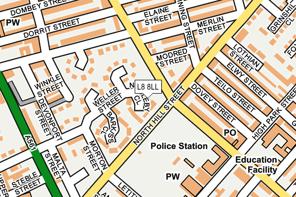 L8 8LL map - OS OpenMap – Local (Ordnance Survey)