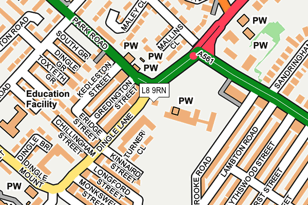 L8 9RN map - OS OpenMap – Local (Ordnance Survey)