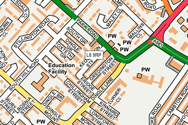 L8 9RP map - OS OpenMap – Local (Ordnance Survey)