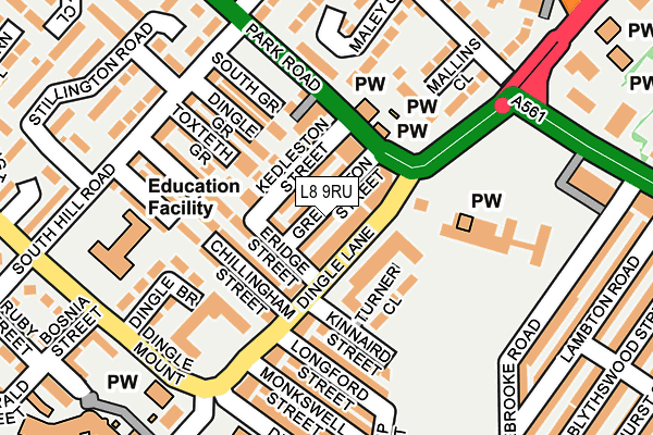 L8 9RU map - OS OpenMap – Local (Ordnance Survey)