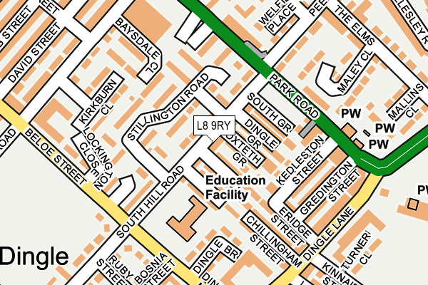 L8 9RY map - OS OpenMap – Local (Ordnance Survey)