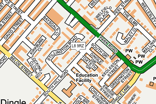 L8 9RZ map - OS OpenMap – Local (Ordnance Survey)