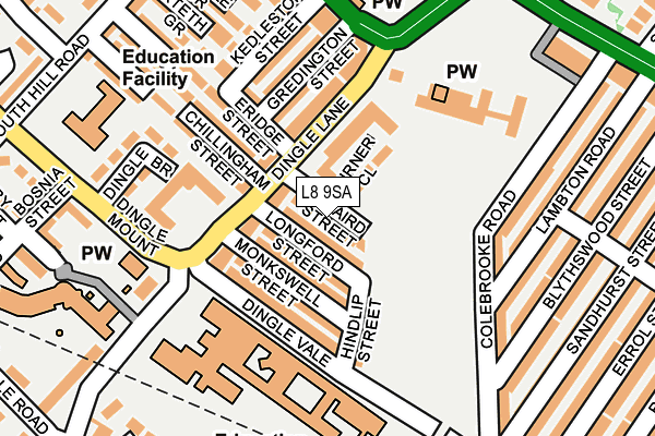L8 9SA map - OS OpenMap – Local (Ordnance Survey)