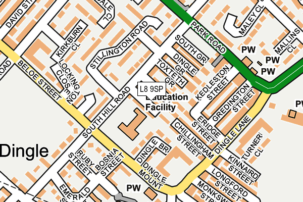 L8 9SP map - OS OpenMap – Local (Ordnance Survey)