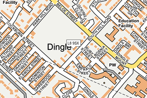 L8 9SX map - OS OpenMap – Local (Ordnance Survey)