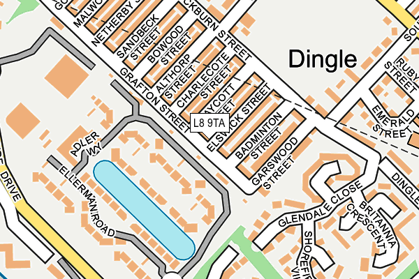 L8 9TA map - OS OpenMap – Local (Ordnance Survey)