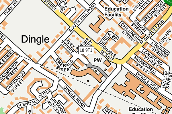 L8 9TJ map - OS OpenMap – Local (Ordnance Survey)