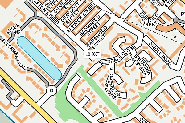 L8 9XT map - OS OpenMap – Local (Ordnance Survey)