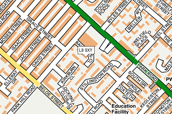 L8 9XY map - OS OpenMap – Local (Ordnance Survey)