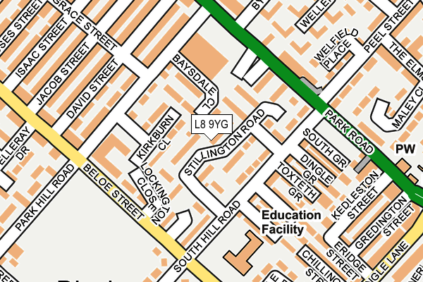 L8 9YG map - OS OpenMap – Local (Ordnance Survey)