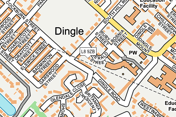 L8 9ZB map - OS OpenMap – Local (Ordnance Survey)