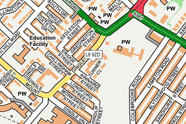 L8 9ZD map - OS OpenMap – Local (Ordnance Survey)