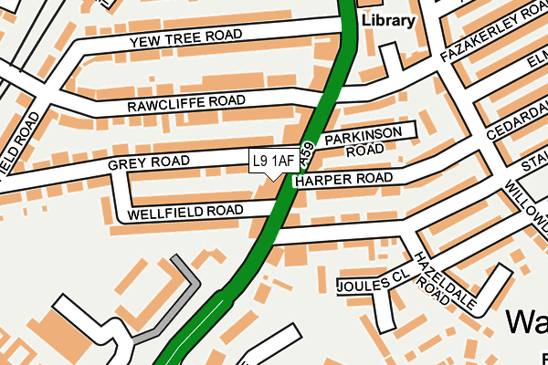 L9 1AF map - OS OpenMap – Local (Ordnance Survey)