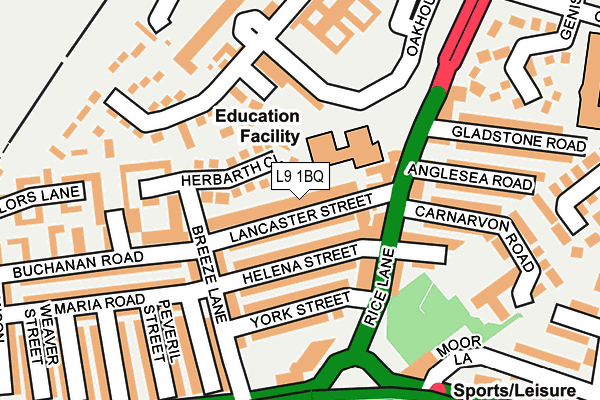 L9 1BQ map - OS OpenMap – Local (Ordnance Survey)