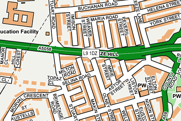 L9 1DZ map - OS OpenMap – Local (Ordnance Survey)