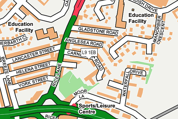 L9 1EB map - OS OpenMap – Local (Ordnance Survey)