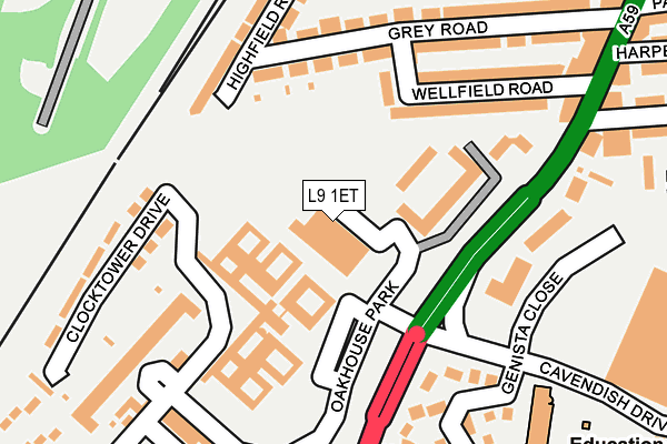 L9 1ET map - OS OpenMap – Local (Ordnance Survey)