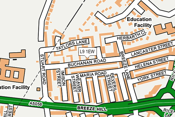 L9 1EW map - OS OpenMap – Local (Ordnance Survey)