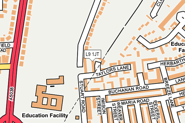 L9 1JT map - OS OpenMap – Local (Ordnance Survey)