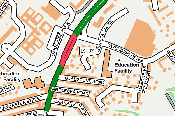 L9 1JY map - OS OpenMap – Local (Ordnance Survey)