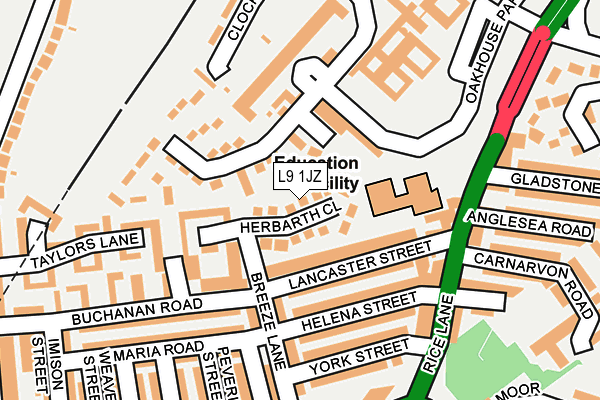 L9 1JZ map - OS OpenMap – Local (Ordnance Survey)
