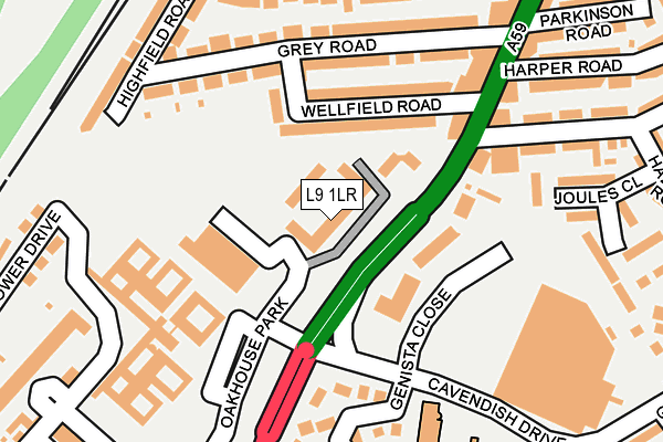 L9 1LR map - OS OpenMap – Local (Ordnance Survey)