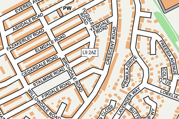 L9 2AZ map - OS OpenMap – Local (Ordnance Survey)