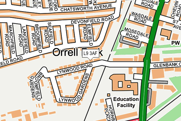 L9 3AF map - OS OpenMap – Local (Ordnance Survey)