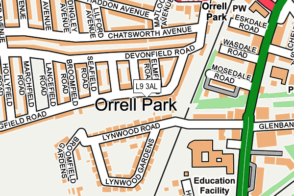 L9 3AL map - OS OpenMap – Local (Ordnance Survey)