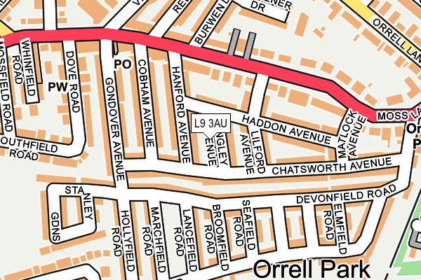 L9 3AU map - OS OpenMap – Local (Ordnance Survey)