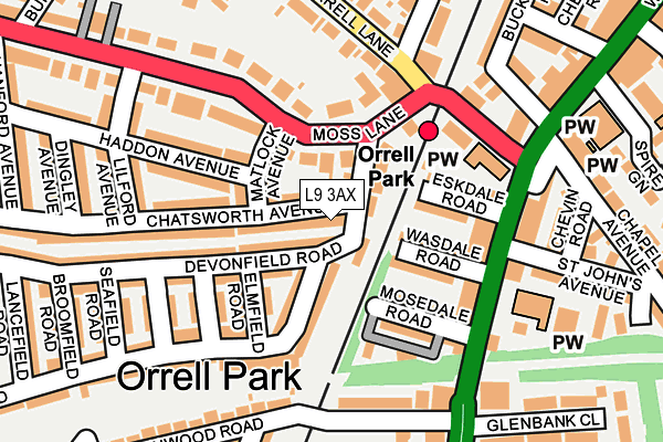 L9 3AX map - OS OpenMap – Local (Ordnance Survey)