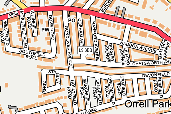 L9 3BB map - OS OpenMap – Local (Ordnance Survey)
