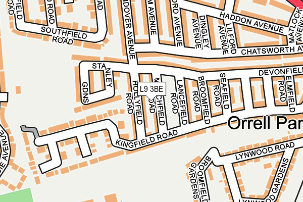 L9 3BE map - OS OpenMap – Local (Ordnance Survey)