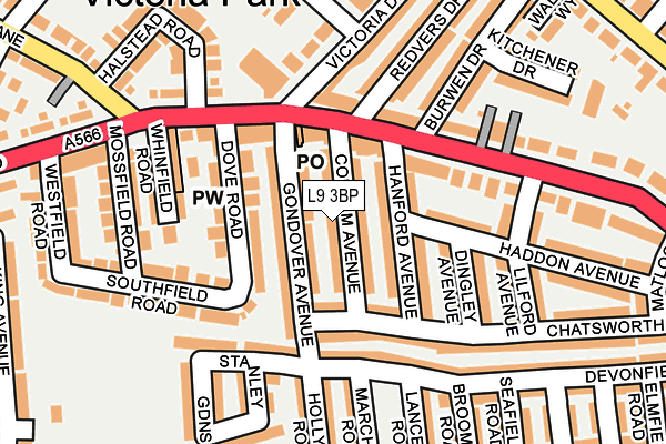 L9 3BP map - OS OpenMap – Local (Ordnance Survey)