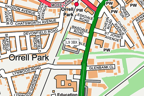 L9 3BX map - OS OpenMap – Local (Ordnance Survey)