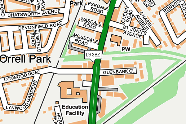 L9 3BZ map - OS OpenMap – Local (Ordnance Survey)