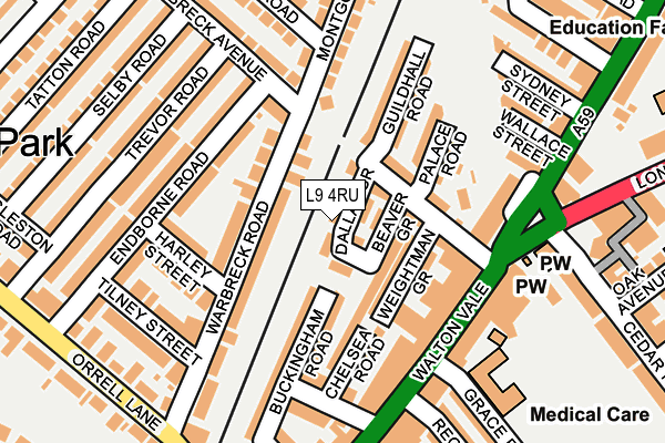 L9 4RU map - OS OpenMap – Local (Ordnance Survey)