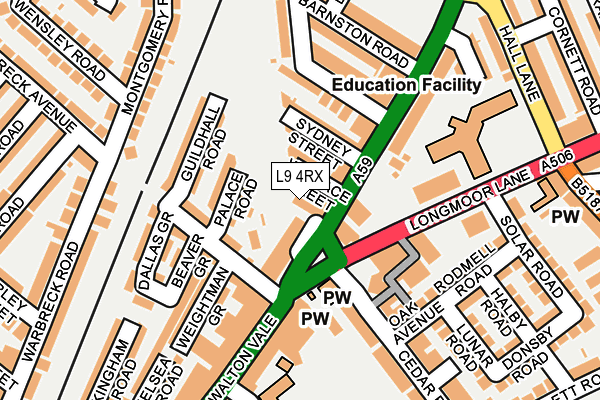 L9 4RX map - OS OpenMap – Local (Ordnance Survey)
