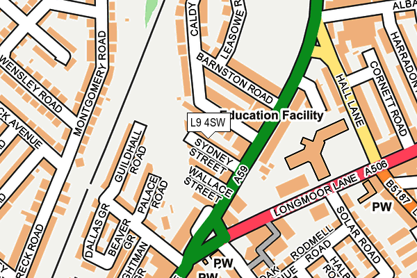 L9 4SW map - OS OpenMap – Local (Ordnance Survey)