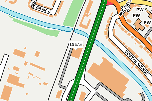 L9 5AE map - OS OpenMap – Local (Ordnance Survey)