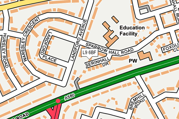 L9 6BF map - OS OpenMap – Local (Ordnance Survey)