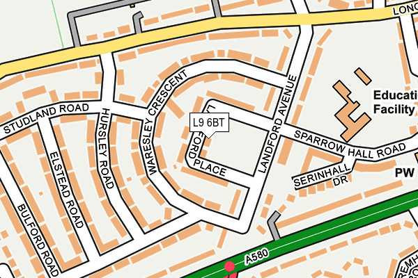 L9 6BT map - OS OpenMap – Local (Ordnance Survey)