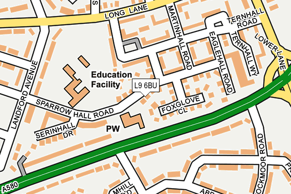 L9 6BU map - OS OpenMap – Local (Ordnance Survey)