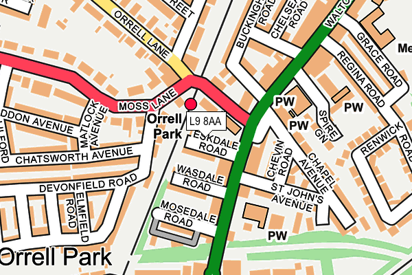 L9 8AA map - OS OpenMap – Local (Ordnance Survey)