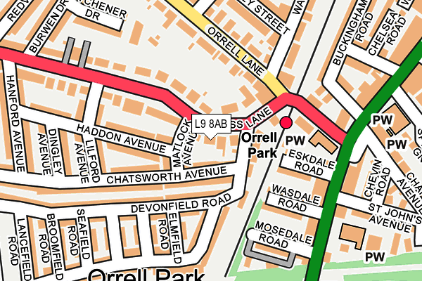 L9 8AB map - OS OpenMap – Local (Ordnance Survey)