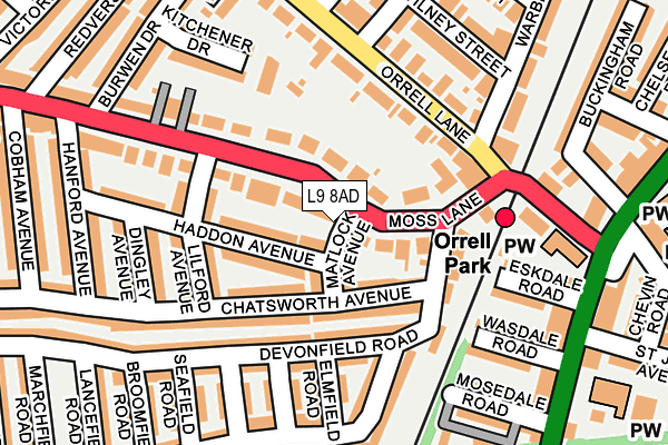 L9 8AD map - OS OpenMap – Local (Ordnance Survey)
