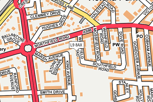 L9 8AX map - OS OpenMap – Local (Ordnance Survey)